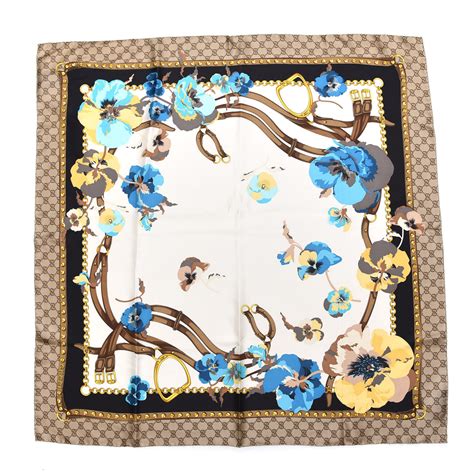 foulard gucci multicolor|GUCCI Silk Monogram Floral Foulard New Panshie Square Scarf .